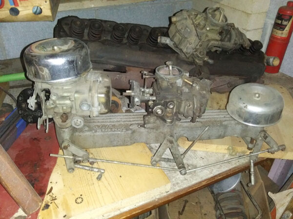 6 cylinder 3 carb intake, distributor, 144 head